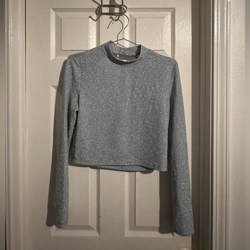 NWT Sparkly blue open back crop top
